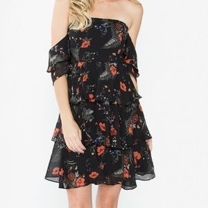 Black floral mini dress